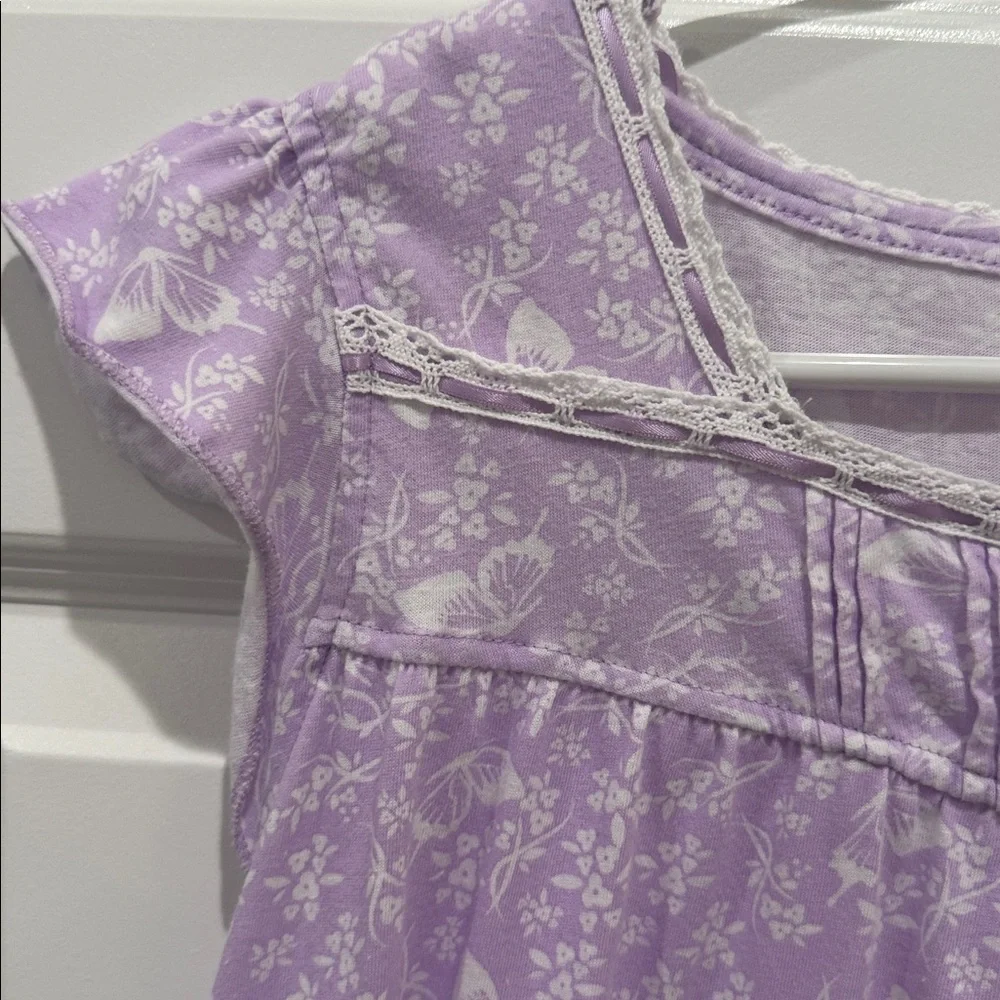 Sophia René Rofé Lavender Floral and Butterfly Short Nightgown Dress Size Medium